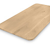 Eiken tafelblad met ronde hoeken op maat - 4 cm dik (1-laag) - rustiek Europees eikenhout - met brede lamellen (circa 10-12 cm) - verlijmd kd 8-12% - 50-120x50-248 cm