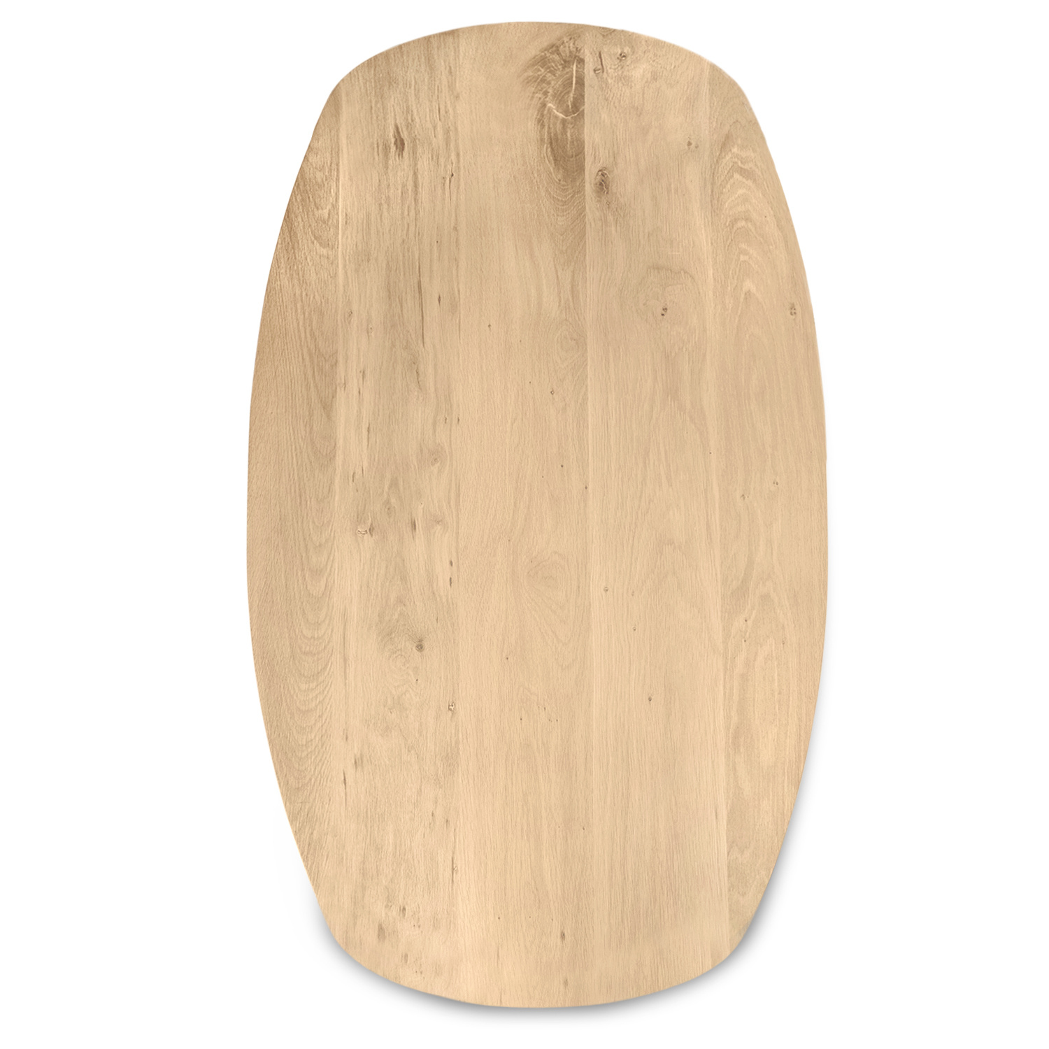  Deens ovaal eiken tafelblad - 2,5 cm dik (1-laag) - Diverse afmetingen - extra rustiek Europees eikenhout - met extra brede lamellen (circa 14-20 cm) - verlijmd kd 8-12%