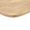 Deens ovaal eiken tafelblad op maat - 2,5 cm dik (1-laag) - extra rustiek Europees eikenhout - met extra brede lamellen (circa 14-20 cm)nhout - verlijmd kd 8-12% - 40-117x80-247 cm