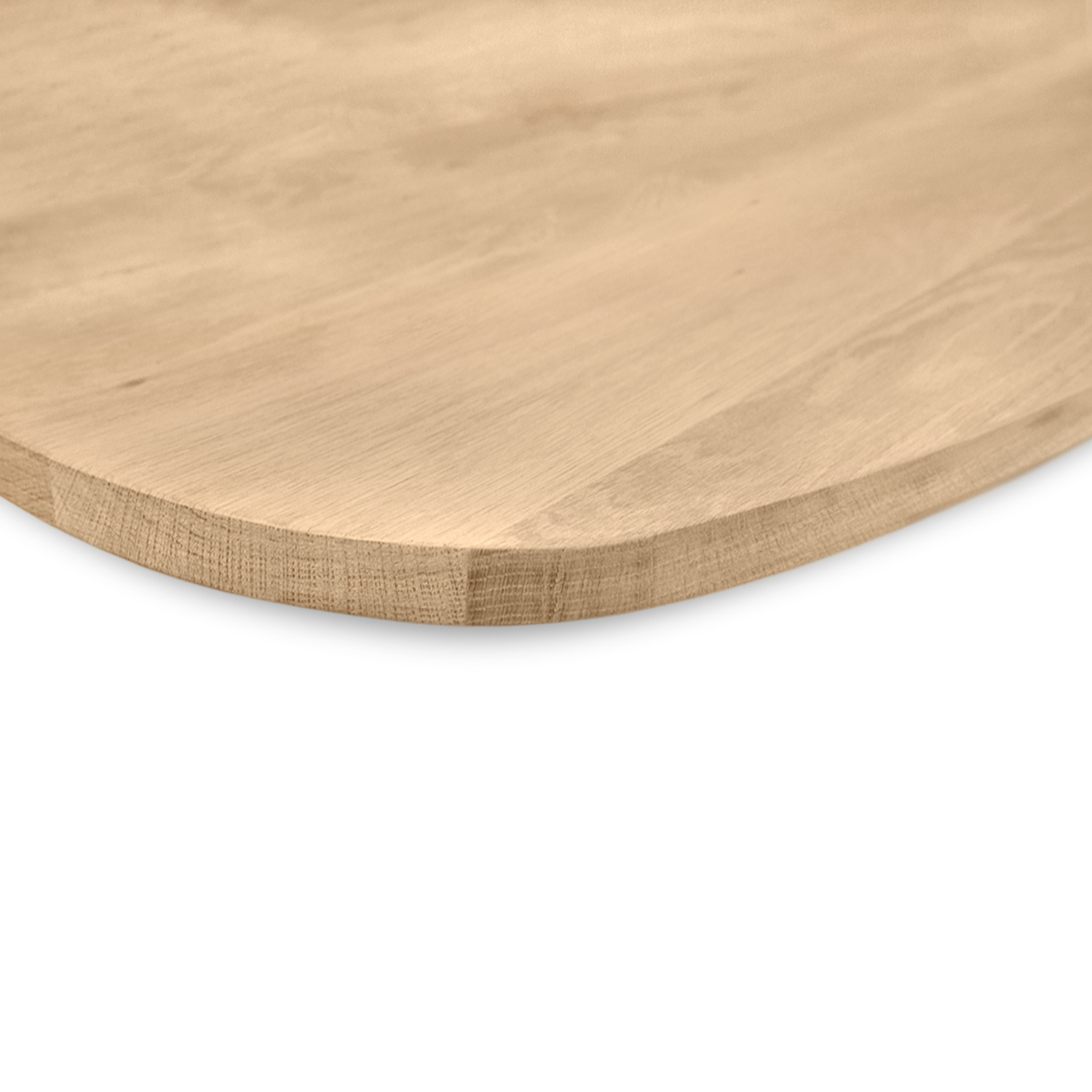  Deens ovaal eiken tafelblad op maat - 3 cm dik (1-laag) - extra rustiek Europees eikenhout - met extra brede lamellen (circa 14-20 cm)nhout - verlijmd kd 8-12% - 40-117x80-247 cm