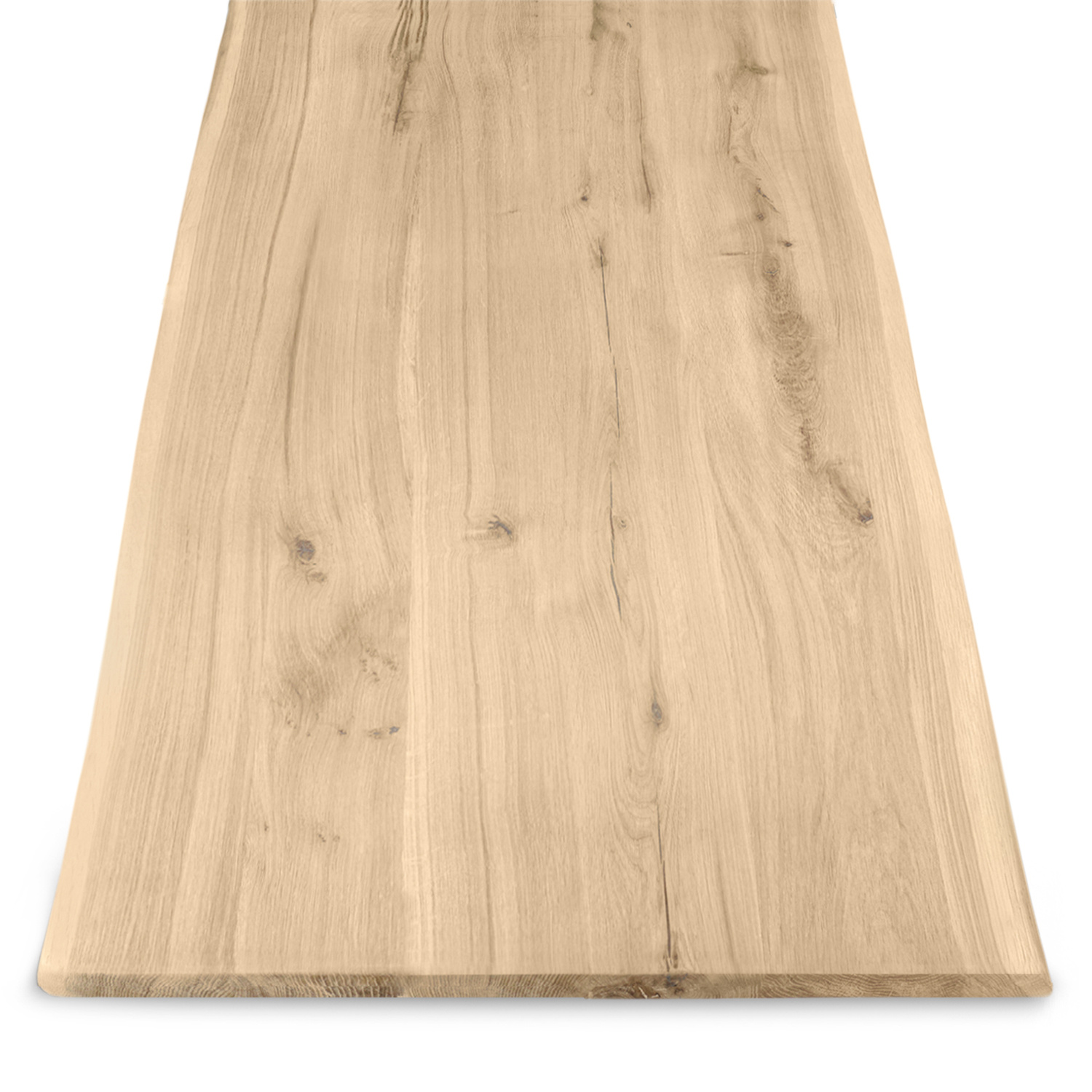  Eiken boomstam tafelblad - 2,5 cm dik (1-laag) - Diverse afmetingen - met boomstam rand / waankant - extra rustiek Europees eikenhout - met extra brede lamellen (circa 14-20 cm) - verlijmd kd 8-12%