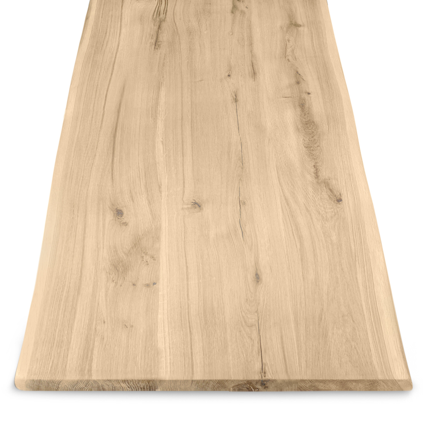  Eiken boomstam tafelblad - 3 cm dik (1-laag) - Diverse afmetingen - met boomstam rand / waankant - extra rustiek Europees eikenhout - met extra brede lamellen (circa 14-20 cm) - verlijmd kd 8-12%