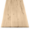 Eiken boomstam tafelblad - 4 cm dik (1-laag) - Diverse afmetingen - met boomstam rand / waankant - extra rustiek Europees eikenhout - met extra brede lamellen (circa 14-20 cm) - verlijmd kd 8-12%