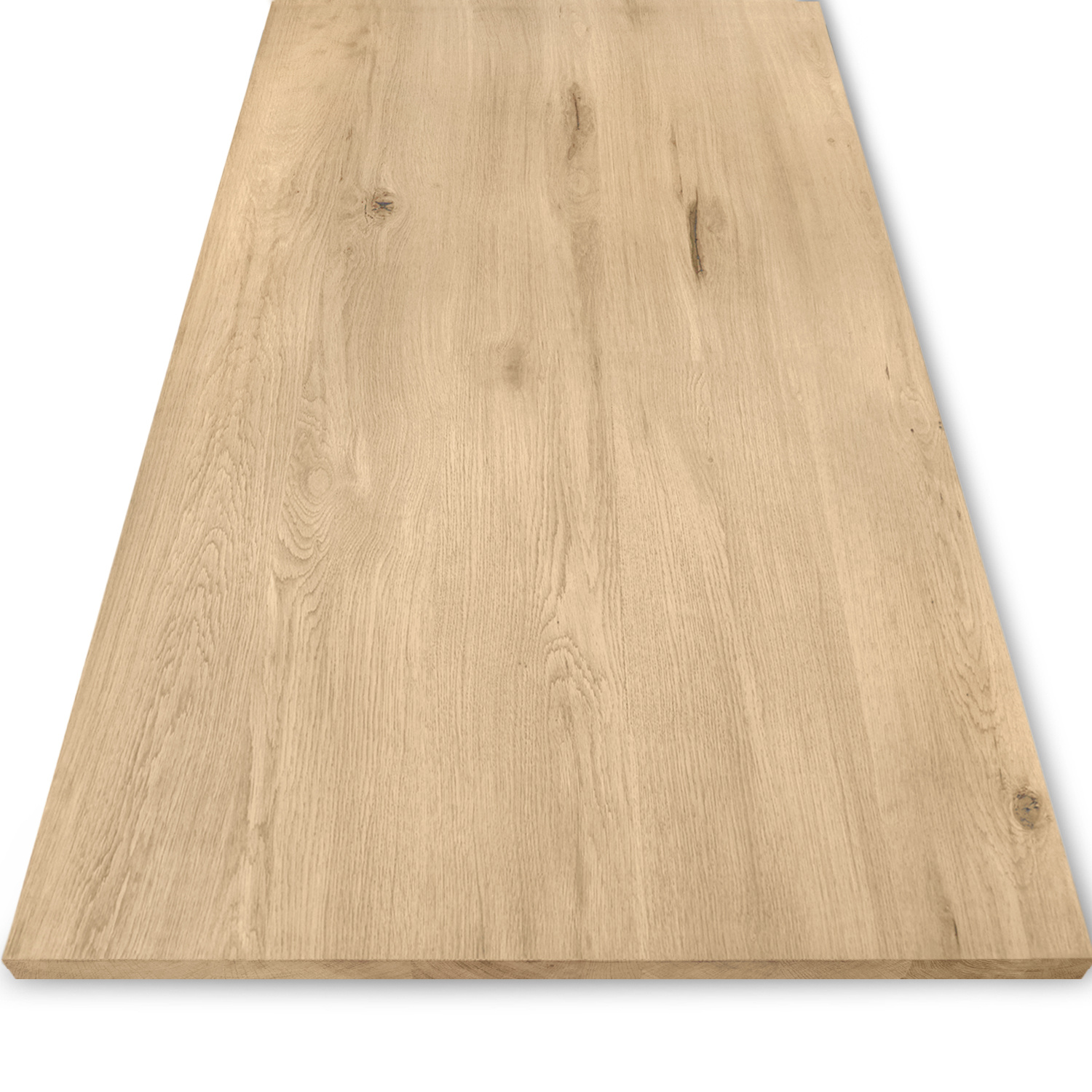  Eiken tafelblad - 2,5 cm dik (1-laag) - Diverse afmetingen - extra rustiek Europees eikenhout - met extra brede lamellen (circa 14-20 cm) - verlijmd kd 8-12%