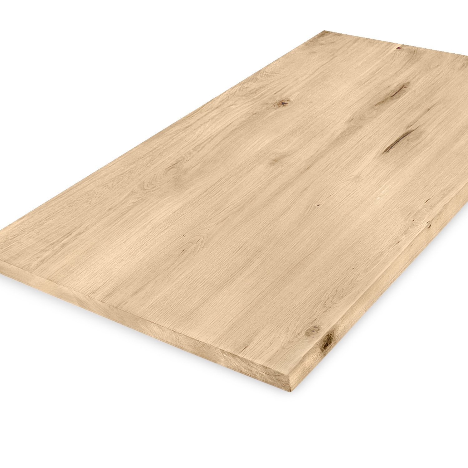  Eiken tafelblad - 3 cm dik (1-laag) - Diverse afmetingen - extra rustiek Europees eikenhout - met extra brede lamellen (circa 14-20 cm) - verlijmd kd 8-12%