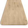 Eiken tafelblad met ronde hoeken op maat - 2,5 cm dik (1-laag) - extra rustiek Europees eikenhout - met extra brede lamellen (circa 14-20 cm) - verlijmd kd 8-12% - 40-117x80-250 cm