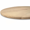 Rond eiken tafelblad op maat - 2,5 cm dik (1-laag) - extra rustiek Europees eikenhout - met extra brede lamellen (circa 14-20 cm)nhout - verlijmd kd 8-12% - diameter van 40 tot 117 cm