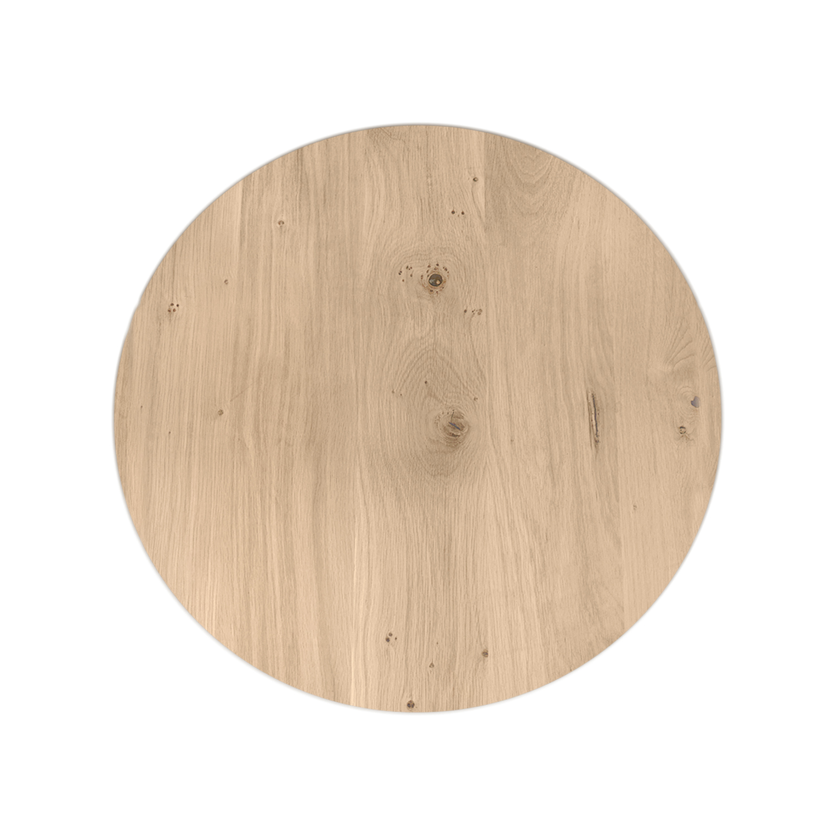  Eiken tafelblad rond - 4 cm dik (1-laag) - Diverse afmetingen - optioneel geborsteld - extra rustiek Europees eikenhout - met extra brede lamellen (circa 14-20 cm) - verlijmd kd 10-12%