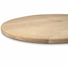 Rond eiken tafelblad op maat - 3 cm dik (1-laag) - extra rustiek Europees eikenhout - met extra brede lamellen (circa 14-20 cm) - verlijmd kd 8-12% - diameter van 40 tot 117 cm