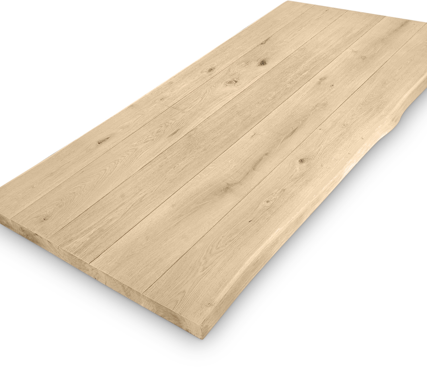  Eiken boomstam(rand) tafelblad - 4,5 cm dik (1-laag) - Diverse afmetingen - extra rustiek Europees eikenhout - GEBORSTELD +  V-GROEVEN met schorsrand / waankant - verlijmd kd 10-12%