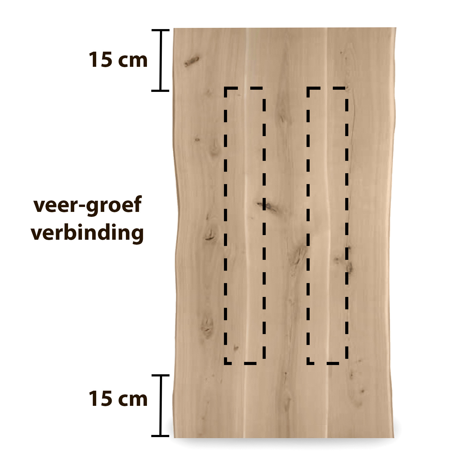  Eiken boomstam(rand) tafelblad LUXE - 4 cm dik (1-laag) - diverse afmetingen - optioneel geborsteld - Extra rustiek Europees eikenhout met schorsrand / waankant - verlijmd kd 10-12%