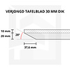 Eiken wandplank zwevend - VERJONGDE RAND - op maat - 2,7 cm dik (1-laag) - foutvrij - voorgeboord inclusief (blinde) bevestigingsbeugels - verlijmd Europees eikenhout foutvrij - kd 8-12% - 20-30x50-248 cm