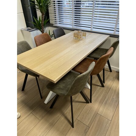 Eiken tafelblad - op maat - 4 cm dik - foutvrij eikenhout (A/B) - verlijmd, smalle lamel - 40 mm