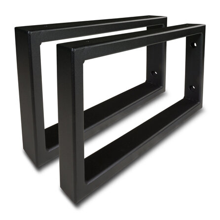 Stalen wastafelbeugel rechthoek (SET) 45x20 cm - ZWART gecoat - 40x20x2 mm koker - Zwarte handdoekbeugel / ophangbeugel incl. poedercoating - muursteun / wandsteun wastafelblad - Badkamer steun