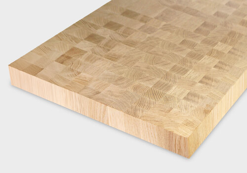Een kops eiken blad, voor een sfeervol paneel met een luxe accent! Ambachtelijk vervaardigd uit eiken blokjes van 43x46 mm (en 60 mm dik!) - Op maat tot 200 cm!