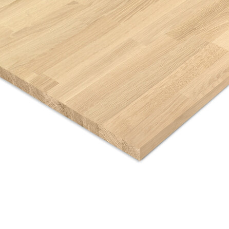 Eiken vingerlaspaneel - 1,9 cm dik - foutvrij eikenhout (A/B) - in lengtelas verlijmd meubelpaneel / timmerpaneel, brede lamel (4-6 cm) - 27 mm