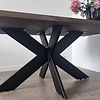 Stalen matrix onderstel - zwart -  3x15 cm -  90x180 cm - hoogte: 72 cm - spinpoot tafelonderstel - gecoat metaal / staal