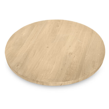 Eiken tafelblad - rond - 2,7 cm dik - rustiek eikenhout (B/C) - verlijmd, brede lamel (9-12 cm) - 27 mm