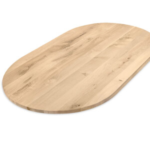 Eiken tafelblad - halve cirkel - op maat - 3 cm - rustiek