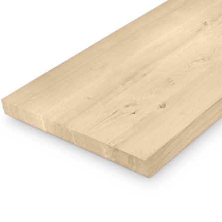 Eiken blad - inclusief uitsparing - op maat - 4 cm dik -rustiek eikenhout (B/C) - verlijmd, brede lamel (9-12 cm) - 40 mm