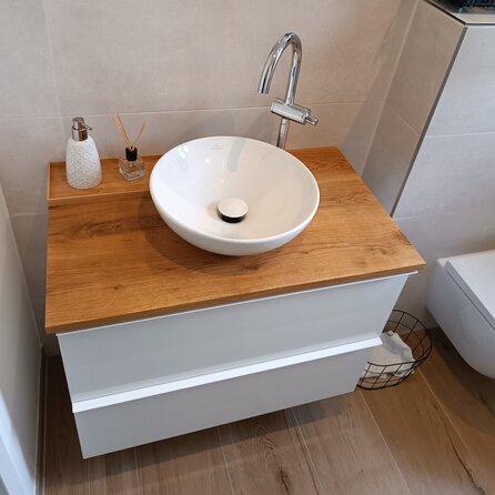 Eiken blad - inclusief uitsparing - op maat - 2 cm dik - rustiek eikenhout (B/C) - verlijmd, smalle lamel - 20 mm