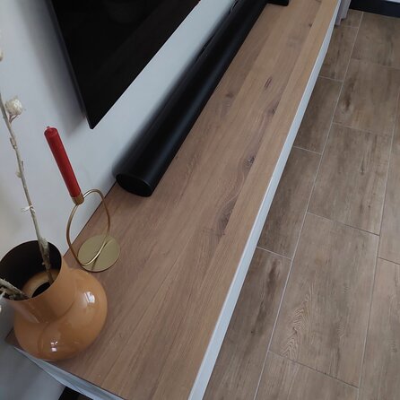 Eiken blad - inclusief uitsparing - op maat - 2 cm dik - rustiek eikenhout (B/C) - verlijmd, smalle lamel - 20 mm