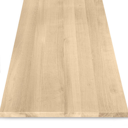 Eiken blad - inclusief uitsparing - op maat - 2 cm dik - foutvrij eikenhout (A/B) - verlijmd, smalle lamel - 20 mm