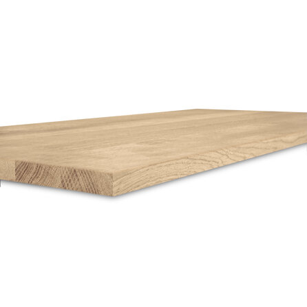 Eiken blad - inclusief uitsparing - op maat - 2 cm dik - foutvrij eikenhout (A/B) - verlijmd, smalle lamel - 20 mm