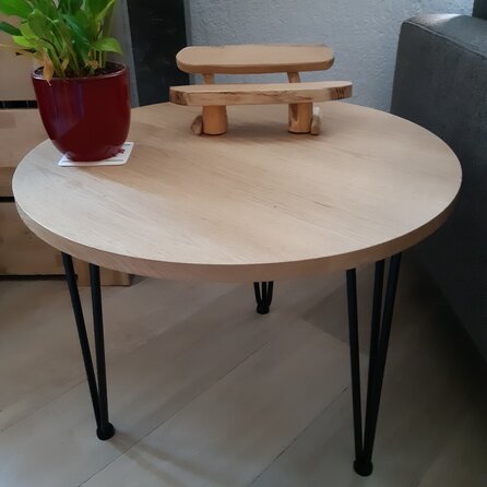 Eiken tafelblad - rond - 3 cm dik - foutvrij eikenhout (A/B) - verlijmd, smalle lamel - 30 mm Eiken tafelblad - rond - 3 cm dik - foutvrij eikenhout (A/B) - verlijmd, smalle lamel - 30 mm