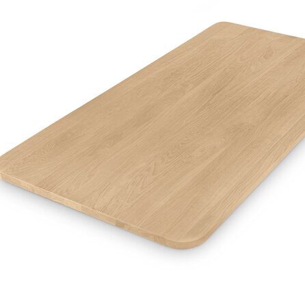 Eiken tafelblad - ronde hoeken - 3 cm dik - foutvrij eikenhout (A/B) - verlijmd, smalle lamel - 30 mm