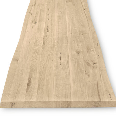 Eiken tafelblad - boomstam rand (CNC) - 3 cm dik - rustiek eikenhout (B/C) - verlijmd, smalle lamel - 30 mm