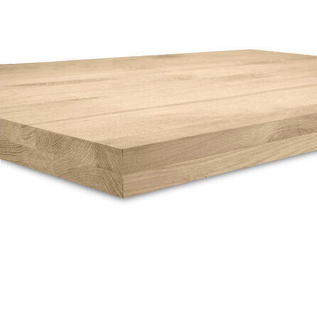 Eiken tafelblad - 8 cm dik - 2-laags massief - foutvrij eikenhout (A/B) - verlijmd, smalle lamel - 80 mm