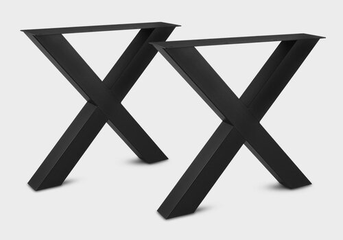 Stalen tafelpoten (sets) Stalen tafelpoten bij EIKENvakman.nl - Een prachtige stalen tafelpoot set (2 stuks) - met poedercoating in zwart of wit - stalen X, U, A, H N & trapeze poten!