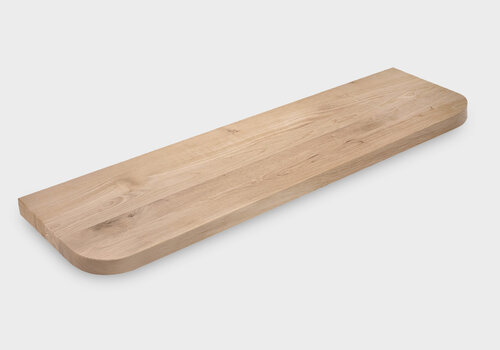 Alle eiken wandplanken met ronde hoeken van EIKENvakman.nl - Een moderne wandplank, optioneel met verjongde rand - op maat, incl. bevestigingsmaterialen! 