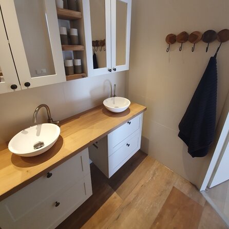 Eiken blad - op maat - 4 cm dik - rustiek eikenhout (B/C) - verlijmd paneel, brede lamel (9-12 cm) - 40 mm Eiken blad - op maat - 4 cm dik - rustiek eikenhout (B/C) - verlijmd paneel, brede lamel (9-12 cm) - 40 mm