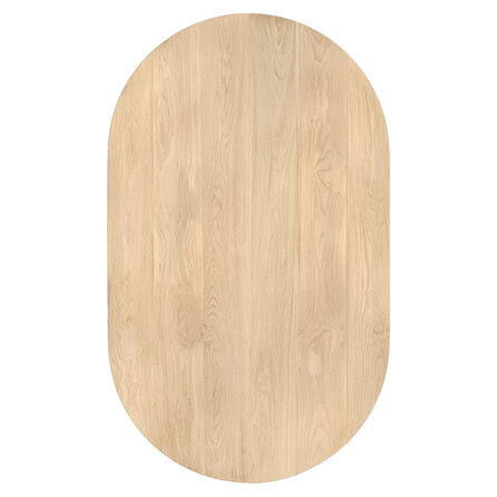 Eiken tafelblad - met halve cirkel uiteinden - 4 cm dik -foutvrij eikenhout (A/B) - verlijmd, brede lamel (9-12 cm) - 40 mm