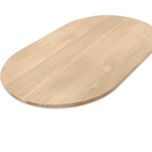 Eiken tafelblad - halve cirkel - op maat - 2,7 cm - foutvrij - brede lamel