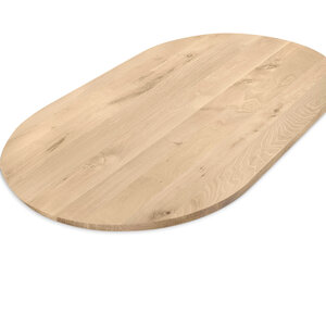 Eiken tafelblad - halve cirkel - op maat - 2,7 cm - rustiek - brede lamel