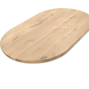 Eiken tafelblad - halve cirkel - op maat - 4 cm - rustiek - brede lamel
