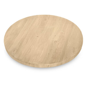 Eiken tafelblad - rond - op maat - 4 cm - rustiek - brede lamel