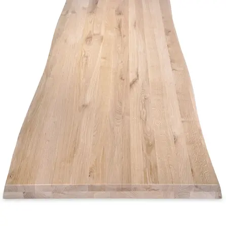Eiken tafelblad - boomstam rand (CNC) - op maat - 6 cm dik - 2-laags massief - rustiek eikenhout (B/C) - verlijmd, smalle lamel - 60 mm
