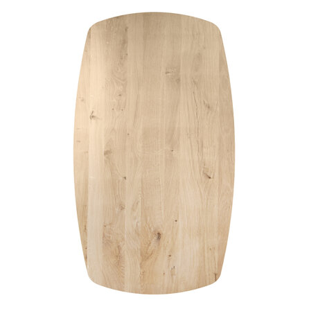 Eiken tafelblad - Deens ovaal - 3 cm dik - rustiek eikenhout (B/C) - verlijmd, smalle lamel - 30 mm