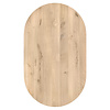 Eiken tafelblad - met halve cirkel uiteinden - 4 cm dik - rustiek eikenhout (B/C) - verlijmd, smalle lamel - 40 mm