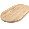 Eiken tafelblad - met halve cirkel uiteinden - 8 cm dik - 2-laags massief - rustiek eikenhout (B/C) - verlijmd, smalle lamel - 80 mm