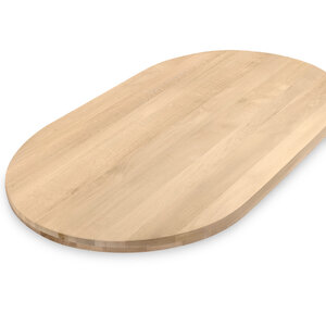 Eiken tafelblad - halve cirkel - op maat - 6 cm (2-laags) - foutvrij