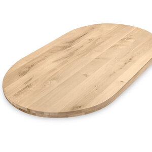 Eiken tafelblad - halve cirkel - op maat - 6 cm (2-laags) - rustiek