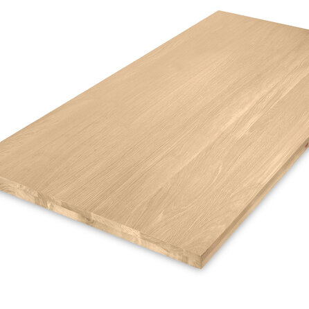 Eiken tafelblad - op maat - 4 cm dik - 2-laags massief - foutvrij eikenhout (A/B) - verlijmd, smalle lamel - 40 mm