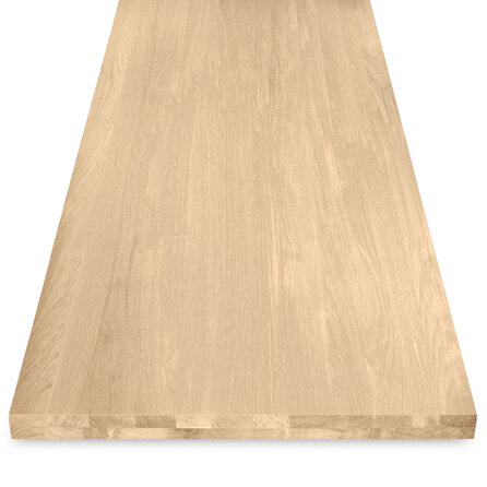 Eiken tafelblad - op maat - 4 cm dik - 2-laags massief - foutvrij eikenhout (A/B) - verlijmd, smalle lamel - 40 mm