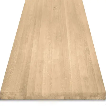 Eiken tafelblad - op maat - 6 cm dik - 2-laags massief - foutvrij eikenhout (A/B) - verlijmd, smalle lamel - 60 mm