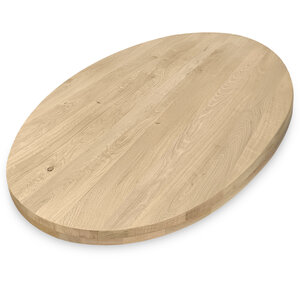 Eiken tafelblad - ovaal - 6 cm (2-laags) - rustiek